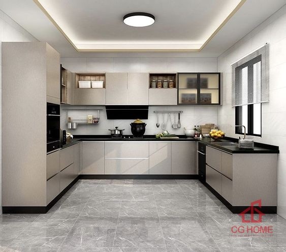 Tủ bếp inox cánh acrylic 4.4m chữ I