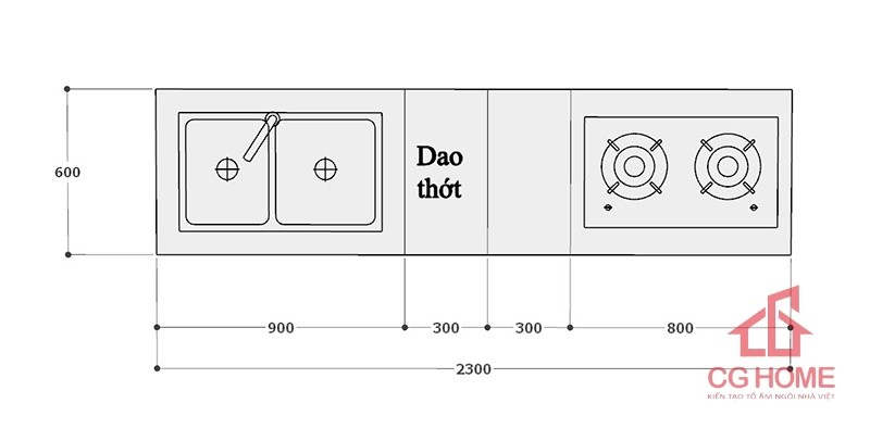 kích thước tủ bếp IKI23