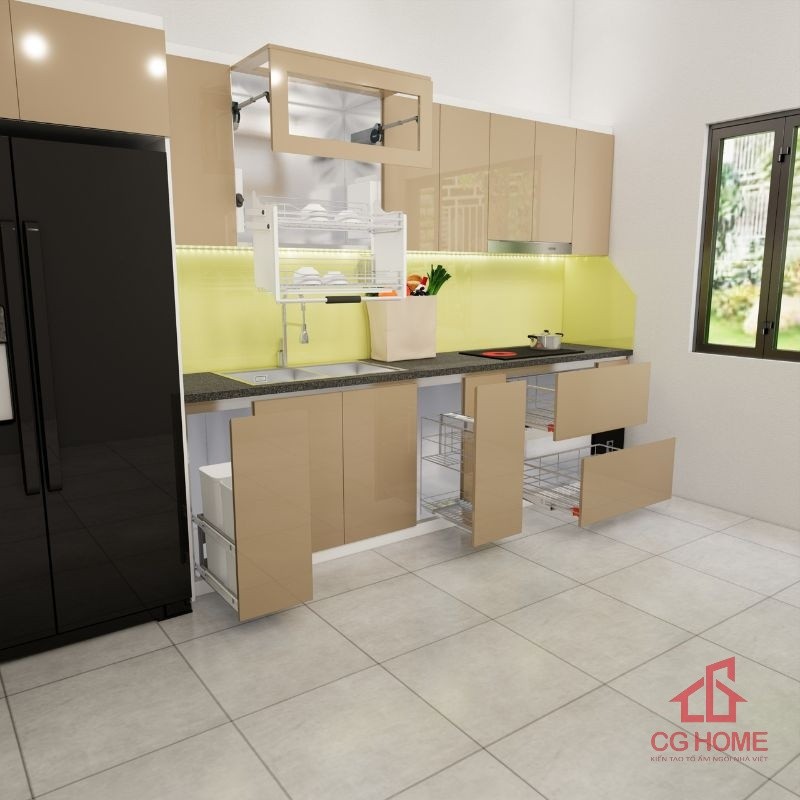 Mẫu tủ bếp inox 304 cánh acrylic chữ I mã IAI39TL (3)