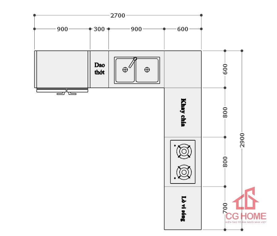 kích thước tủ bếp IAL2729TL