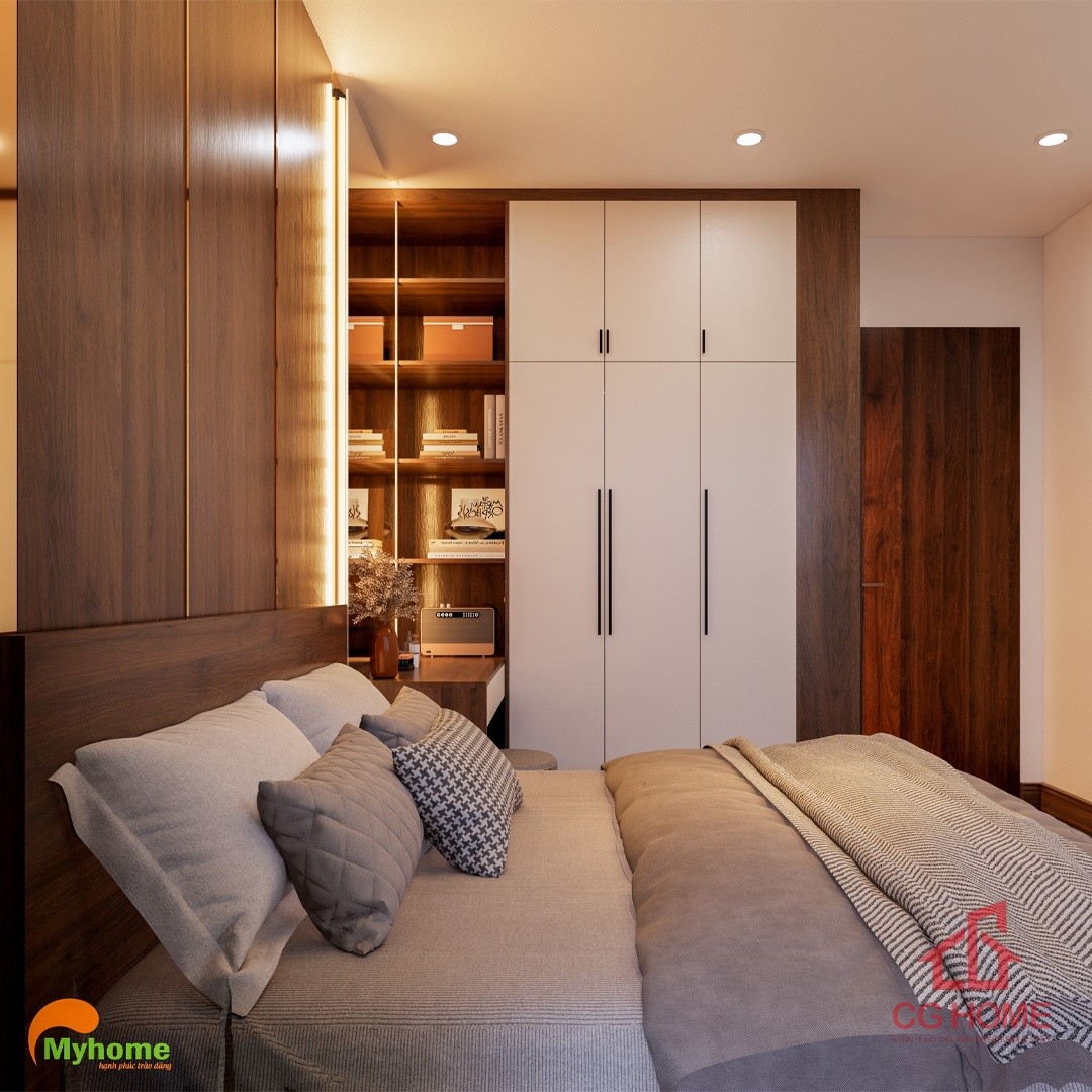Góc phòng ngủ nhỏ nhưng vẫn đầy đủ công năng và thẩm mỹ.