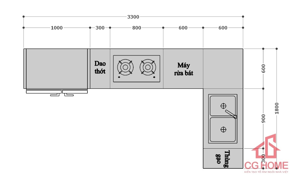 kích thước tủ bếp IKL3318TL