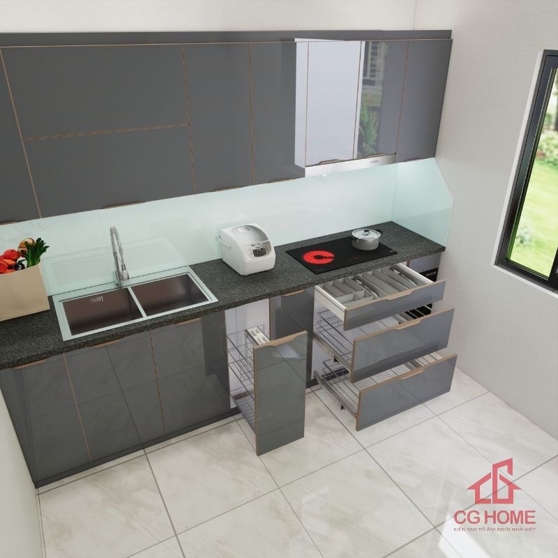 Mẫu tủ bếp inox 304 cánh kính mã IKI29 (2)