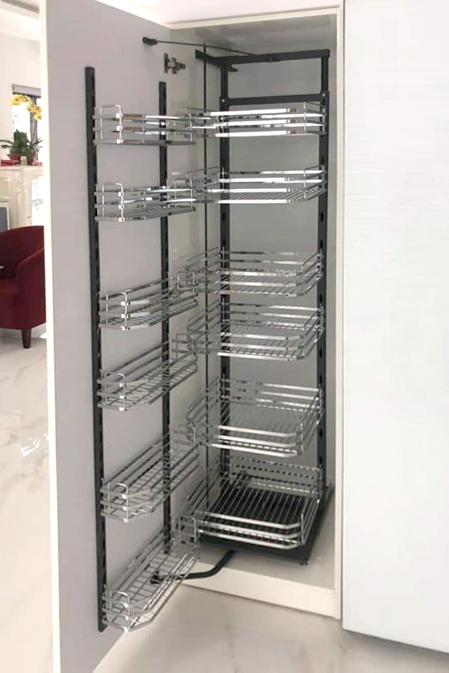 TỦ KHO HỘP 6 TẦNG INOX 304 NAN DẸT CÁNH MỞ QUAY