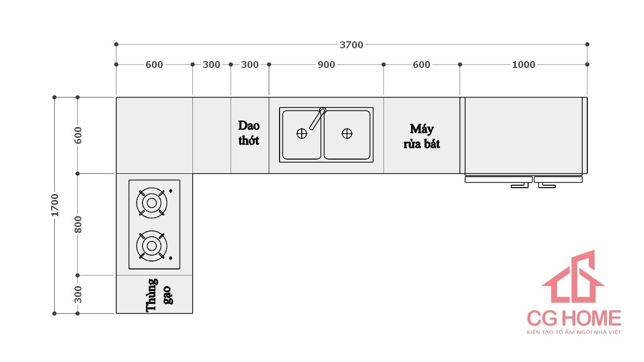 kích thước tủ bếp IAL1737TL