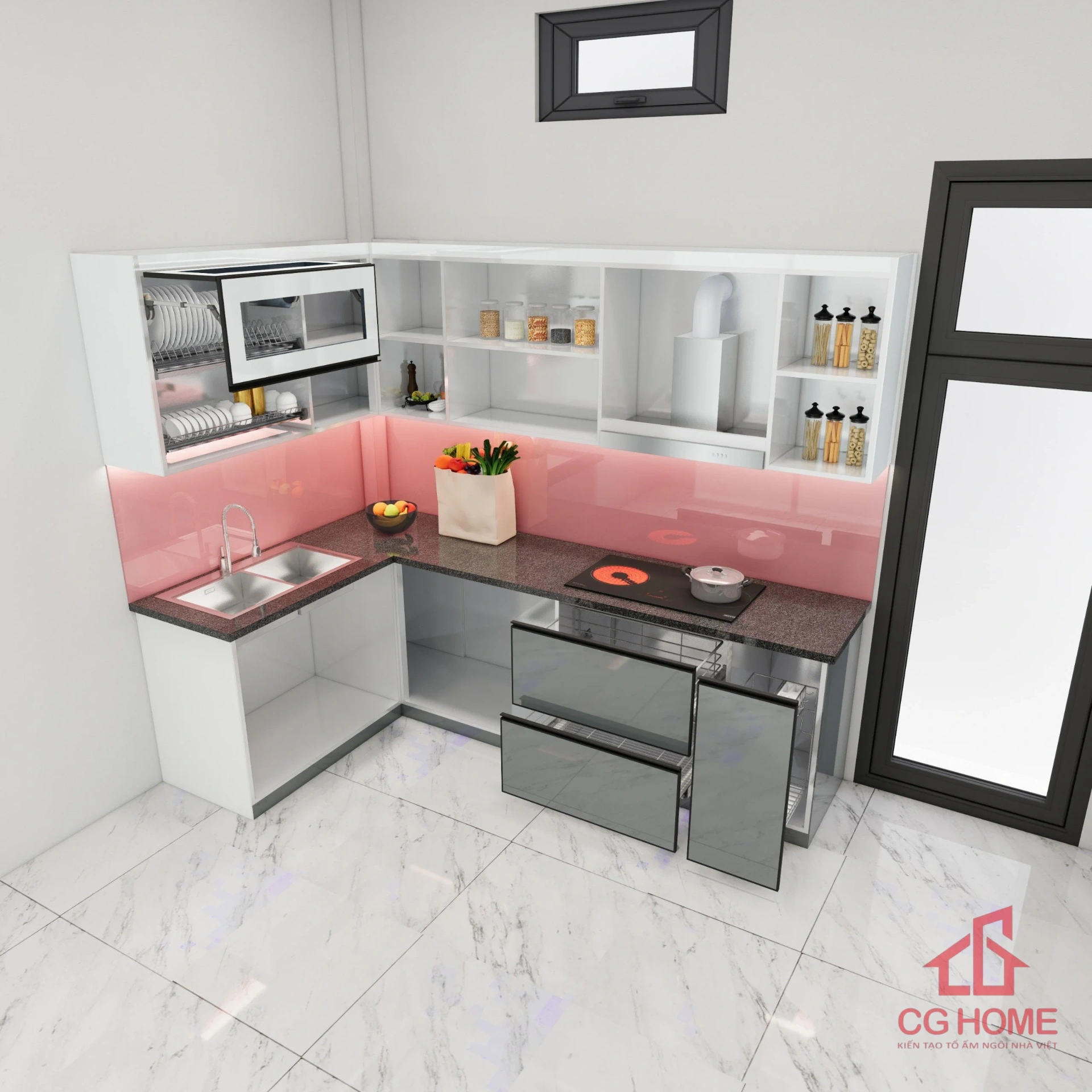 tủ bếp inox cánh kính mã IKL1627 (3)