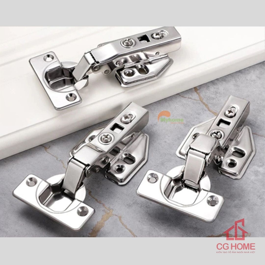 Phụ kiện bản lề Blum inox không han gỉ, có giảm chấn, chuyển động êm ái.