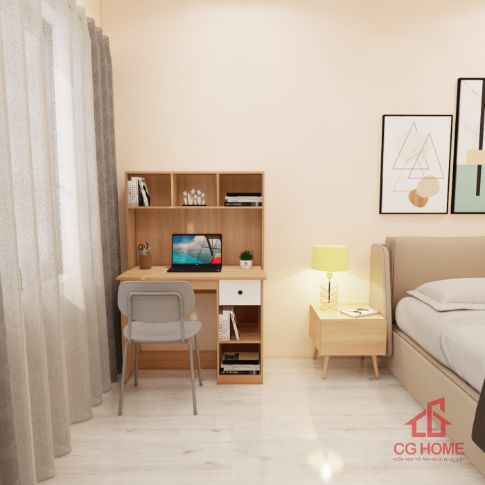 Bàn học đơn có kệ sách gỗ MDF cho bé mã GBH103