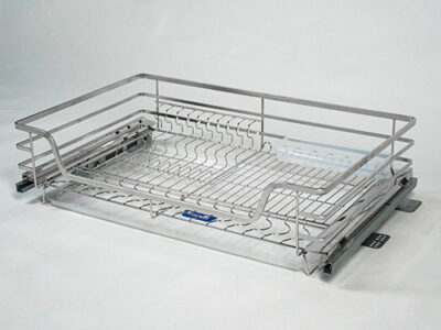 GIÁ ĐỰNG XOONG NỒI-BÁT ĐĨA NAN DẸT INOX 304, RAY ÂM GIẢM CHẤN