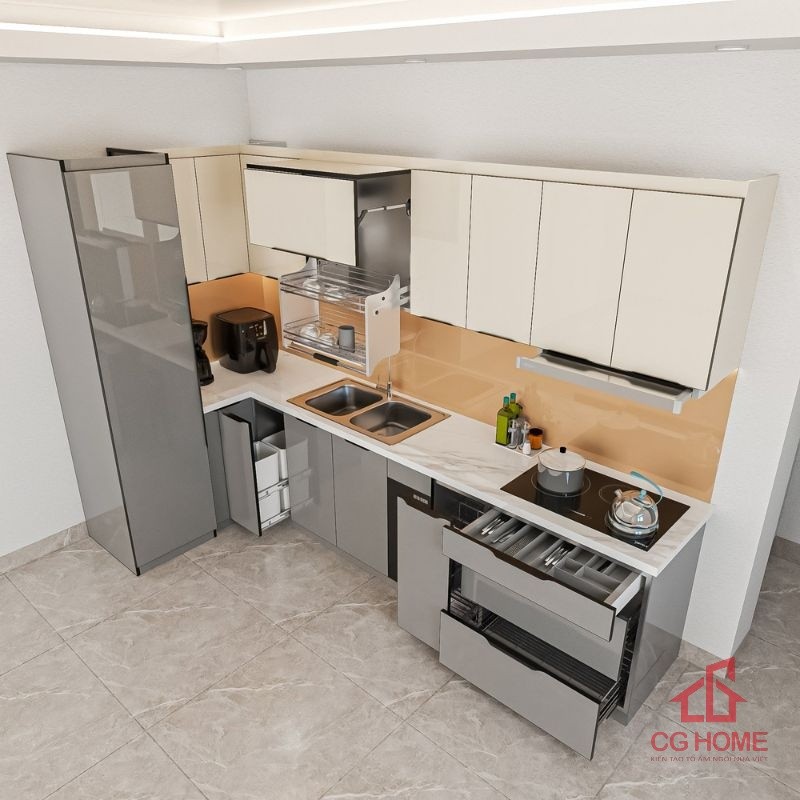 Mẫu tủ bếp inox 304 cánh kính mã IKL1532 (4)