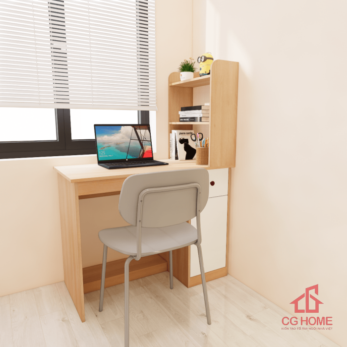 Bàn học đơn có kệ sách gỗ MDF cho bé mã GBH104