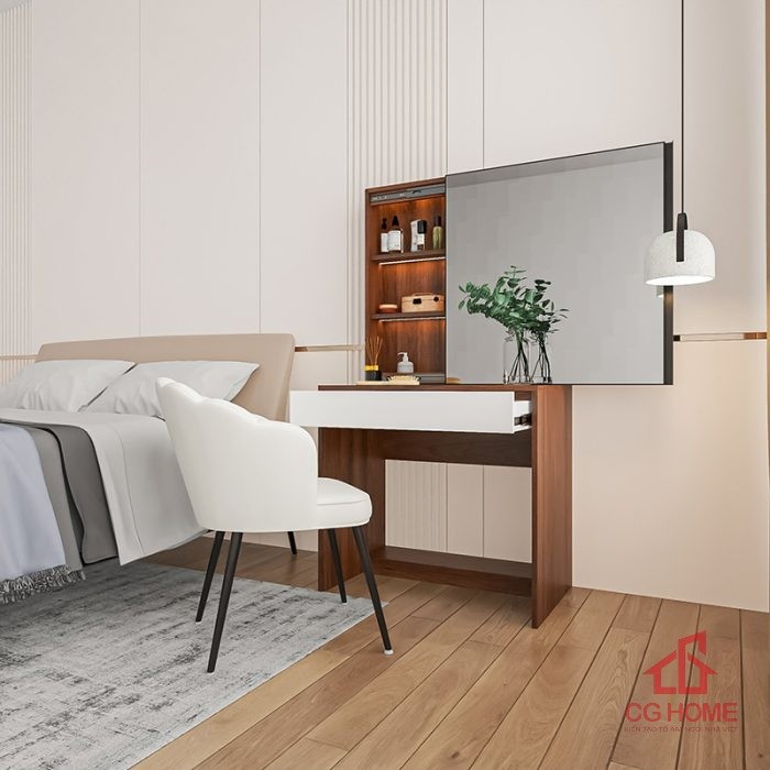 Bàn trang điểm 80cm gương kéo BTD80-02